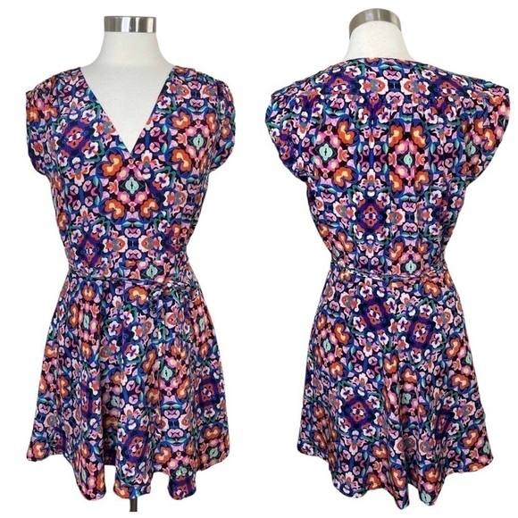 YUMI KIM Silk Soho Mixer Abstract Wrap Dress size M - Picture 1 of 11